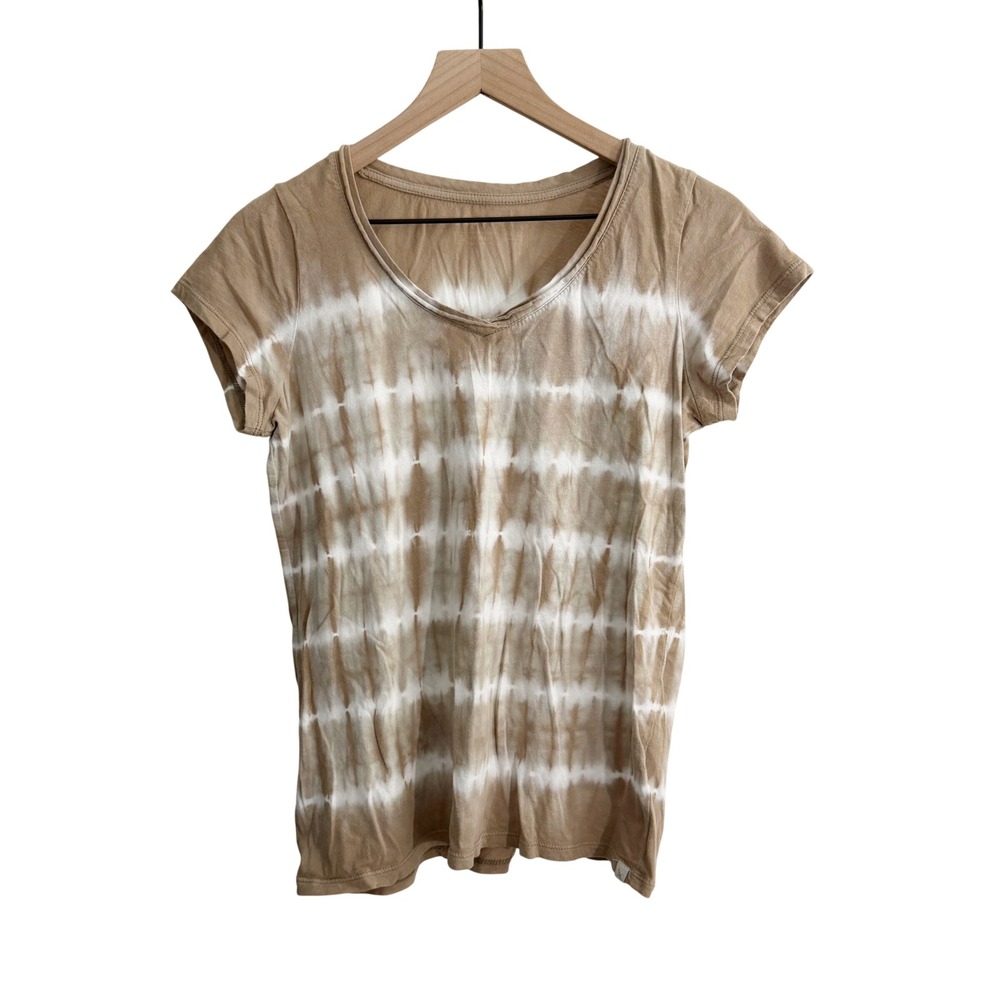Eddie Bauer Tie Dye T-Shirt Top Tan Small Earthy Neutral Hippie Festival Desert